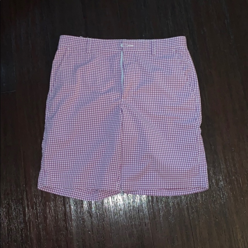 Purple gingham FootJoy golf shorts
